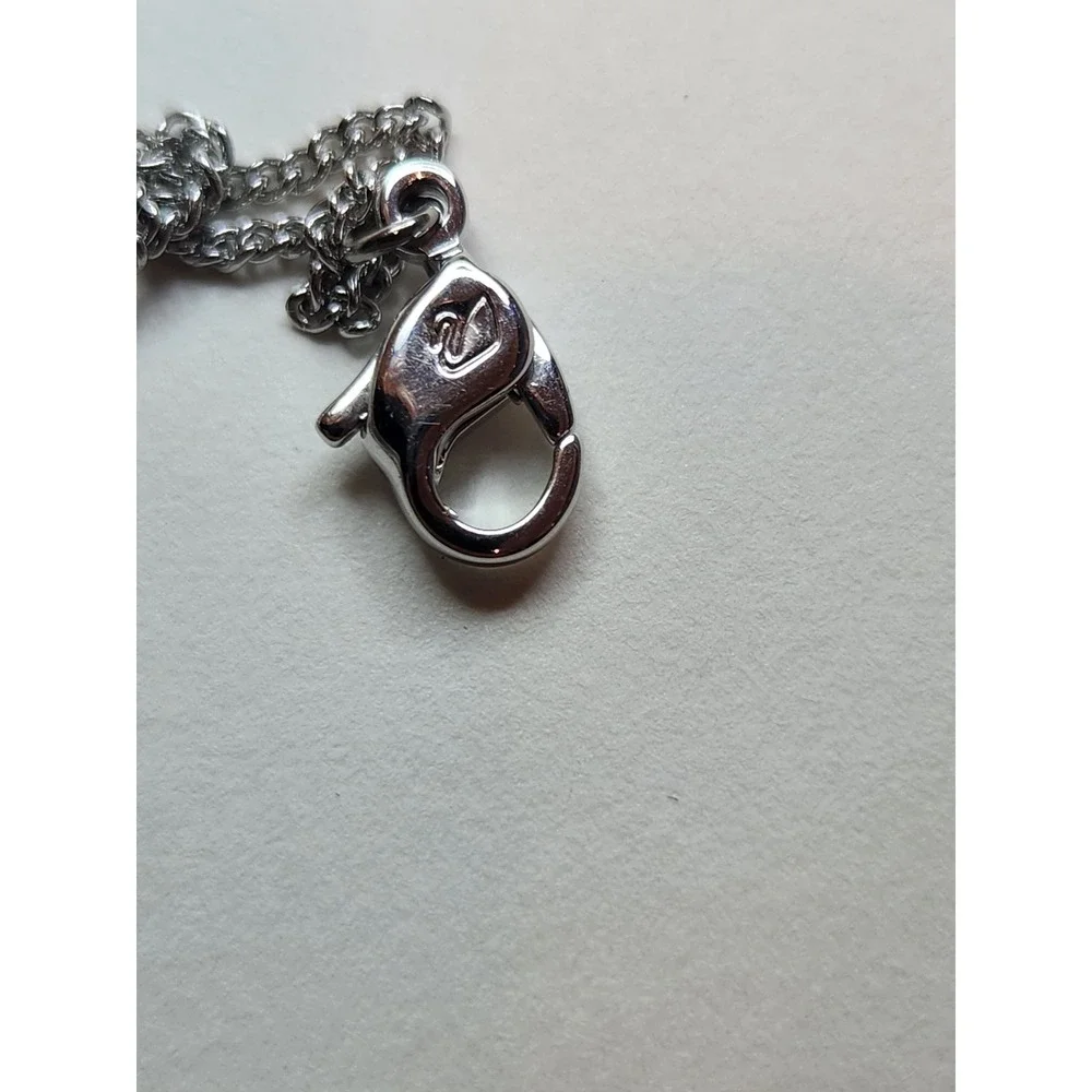 Swarovski Crystal Teardrop Pendant Necklace Silver tone‎ Chain Signed
